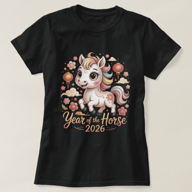 Year of the Horse 2026 Chinese New Year Shirt Cute (Design vorne)