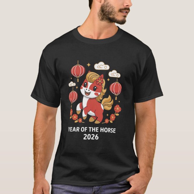 Year Of The Horse 2026 Chinese Zodiac Astrology T-Shirt (Vorderseite)