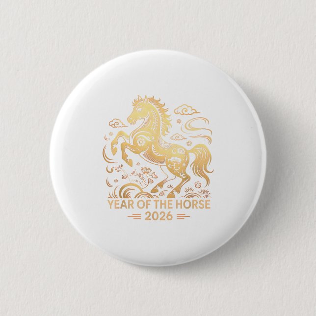Year Of The Horse 2026 Chinese Zodiac Culture  Button (Vorderseite)