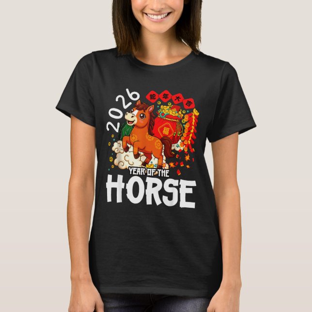 Year Of The Horse 2026 Cute Chinese Lunar New Year T-Shirt (Vorderseite)