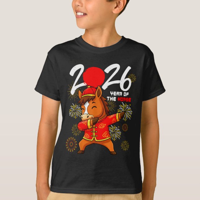 Year Of The Horse 2026 Dabbing Horse Chinese New Y T-Shirt (Vorderseite)