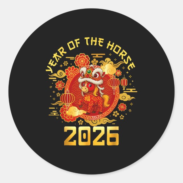 Year Of The Horse 2026 Family Matching Mens Womens Runder Aufkleber (Vorderseite)