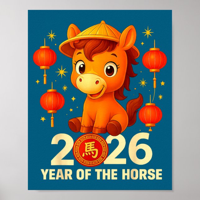Year Of The Horse 2026 Lunar New Year Chinese New  Poster (Vorne)