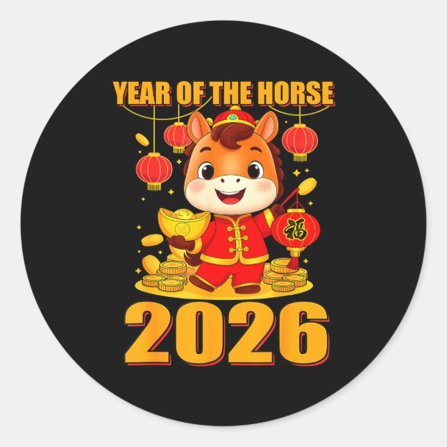 Year Of The Horse 2026 Lunar New Year Chinese  Runder Aufkleber (Vorderseite)