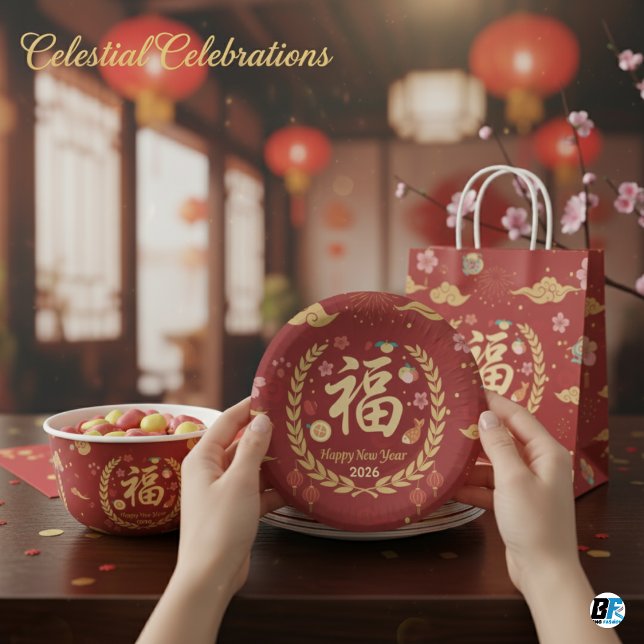 Year of the Horse 2026 Lunar New Year Dinner Pappteller (Von Creator hochgeladen)