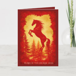 Year of the Horse 2026 – Red & Gold Lunar New Year Karte