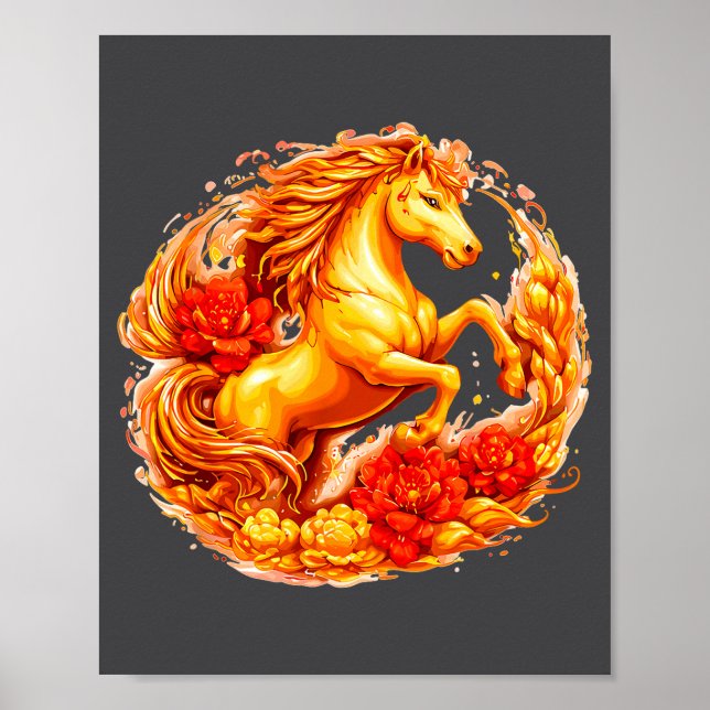 Year Of The Horse Chinese Lunar Zodiac Astrology A Poster (Vorne)