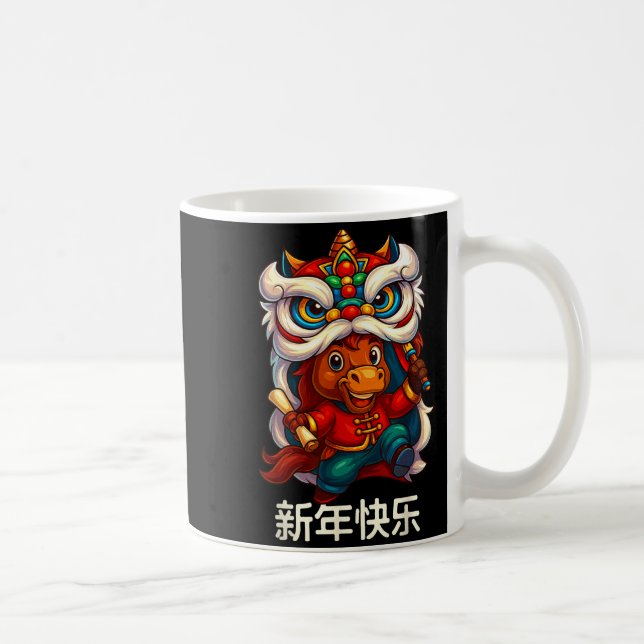 Year Of The Horse Chinese New Year 2026 Lion Dance Kaffeetasse (Rechts)