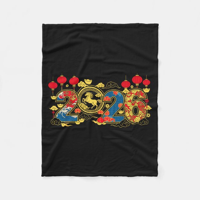 Year Of The Horse Chinese New Year 2026 Lunar New  Fleecedecke (Vorderseite)