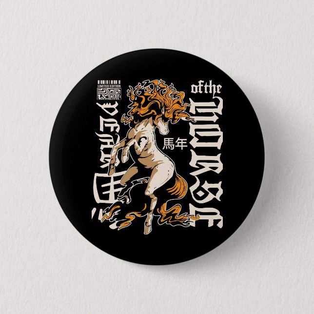 Year of the Horse Chinese  – Strength & Freedom Button (Vorderseite)