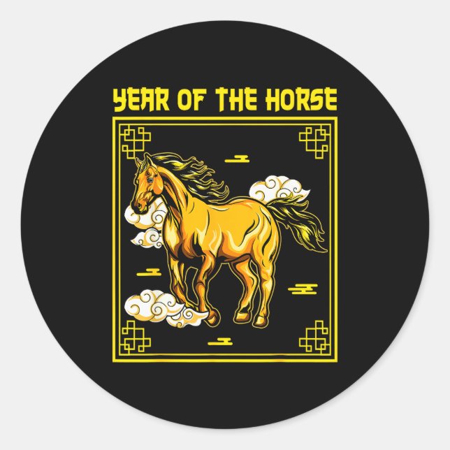 Year Of The Horse Chinese Zodiac Chinese New Year  Runder Aufkleber (Vorderseite)