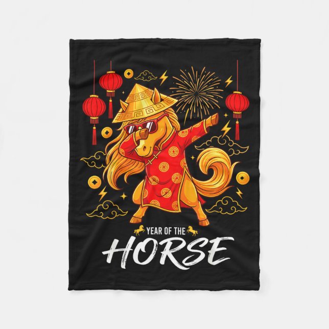 Year Of The Horse Dabbing Zodiac Horse Chinese New Fleecedecke (Vorderseite)