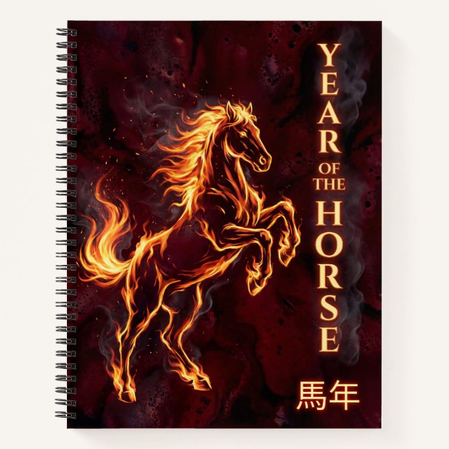 Year of the Horse - Fire Chinese Zodiac Notizbuch (Vorderseite)