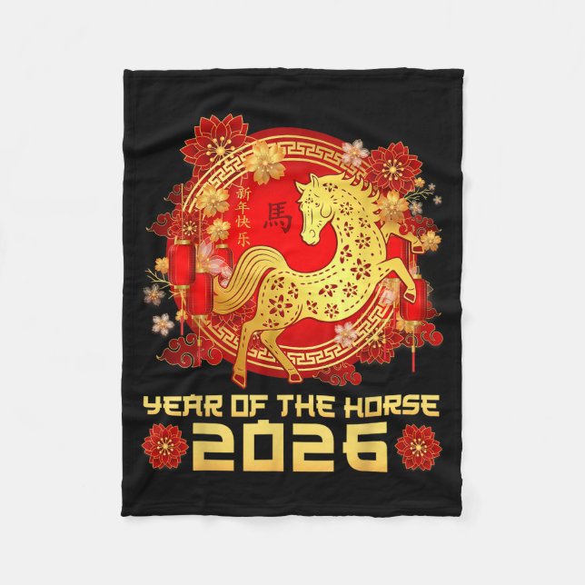 Year Of The Horse Happy Chinese Lunar New Year 202 Fleecedecke (Vorderseite)