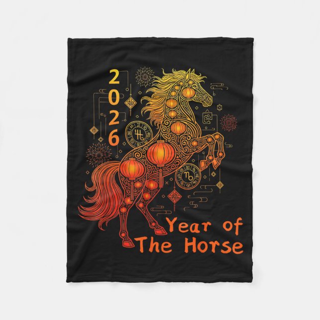 Year Of The Horse Happy Chinese Lunar New Year 202 Fleecedecke (Vorderseite)