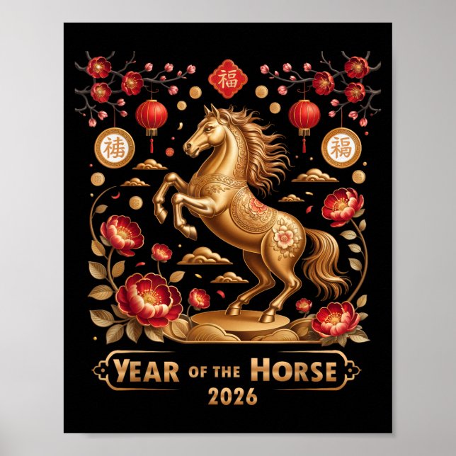 Year Of The Horse Happy New Year 2026  Poster (Vorne)
