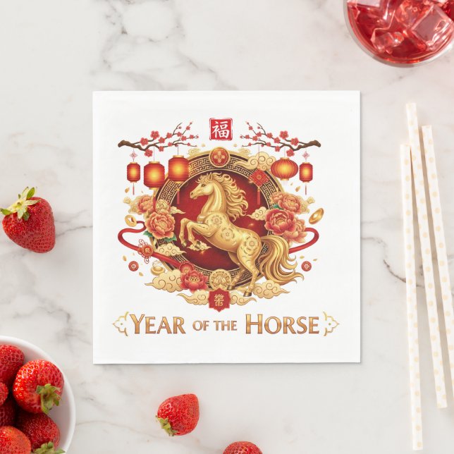 Year of the Horse New Years Eve Party Serviette (Beispiel)