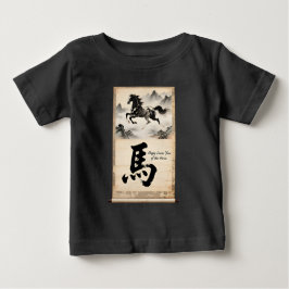 Year of the Horse Scroll: Traditional Chinese Art Baby T-shirt