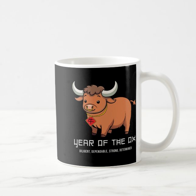 Year Of The Ox Cute Kawaii Chinese Zodiac Chinese  Kaffeetasse (Rechts)