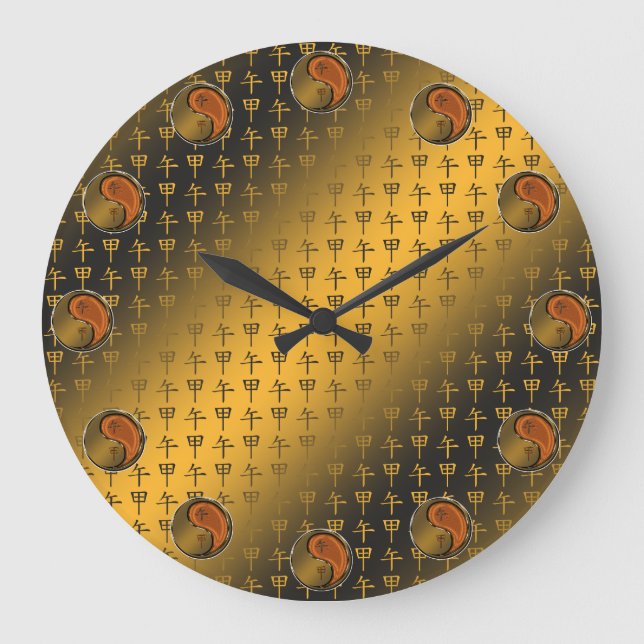 Year of the Wood Horse Große Wanduhr (Vorderseite)