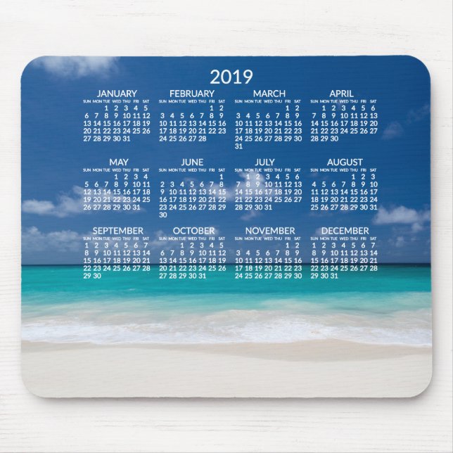 Yearly Beach Calendar 2019 Mousepads Fotos hinzufü (Vorne)