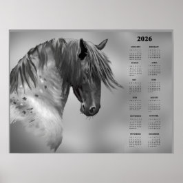 Yearly Calendar Dapple Gray Horse (Semi-Gloss) Poster