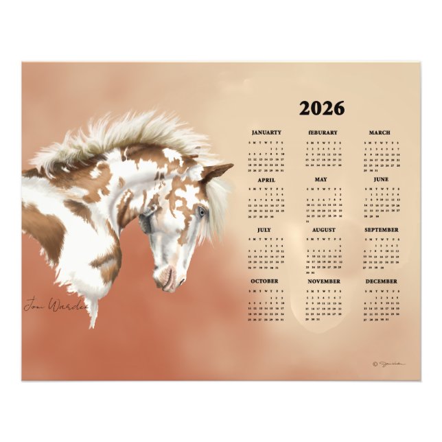 Yearly Calendary Poster Wild Painted Mustang (Vorne)