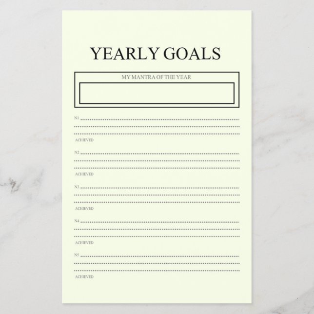  Yearly Goals Girly Night Tracker Annual Planner  Flyer (Vorne)