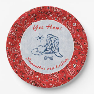 Yeas Wie Western Paisley Denim Blue Jeans Birthday Pappteller