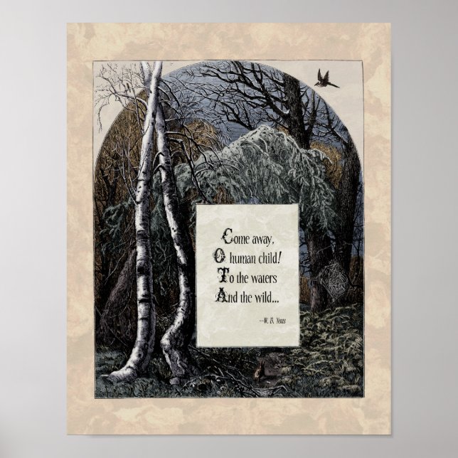 Yeats "The Stolen Child" Viktorianisch Art Gedicht Poster (Vorne)