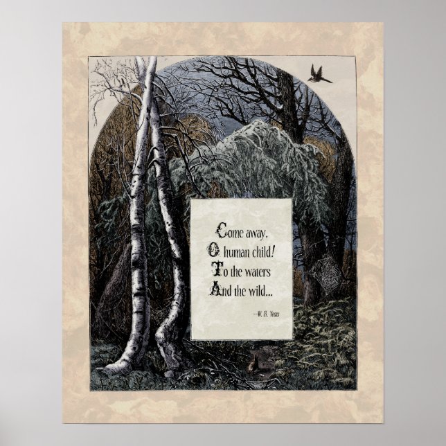 Yeats "The Stolen Child" Viktorianisch Art Gedicht Poster (Vorne)