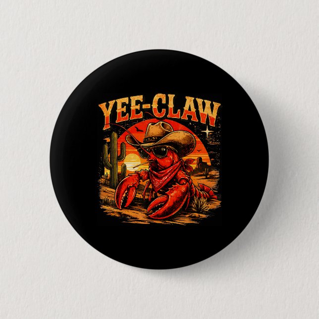 Yee Claw Lustiger Crawfish Cajun-Meeresfrüchte-Fes Button (Vorderseite)