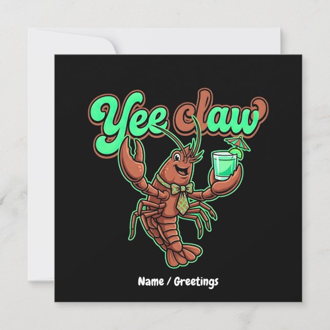 Yee Claw Retro Crawfish-Bow-Küstencocktail  Einladung (Vorderseite)