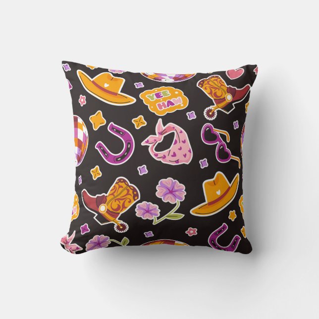 Yee Haw Cowboy Boots Hat Deco Kissen (Vorderseite)