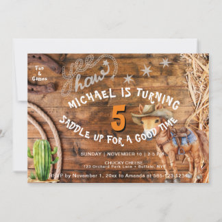Yee Haw Cowboy Rodeo Saddle bis Geburtstag Einladu Einladung