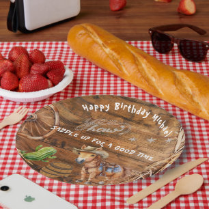 Yee Haw Cowboy Rodeo Sattel up Paper Plate Pappteller
