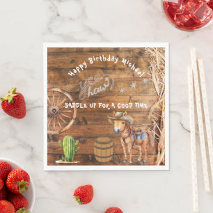 Yee Haw Cowboy Rodeo Sattel up Paper Plate Serviette