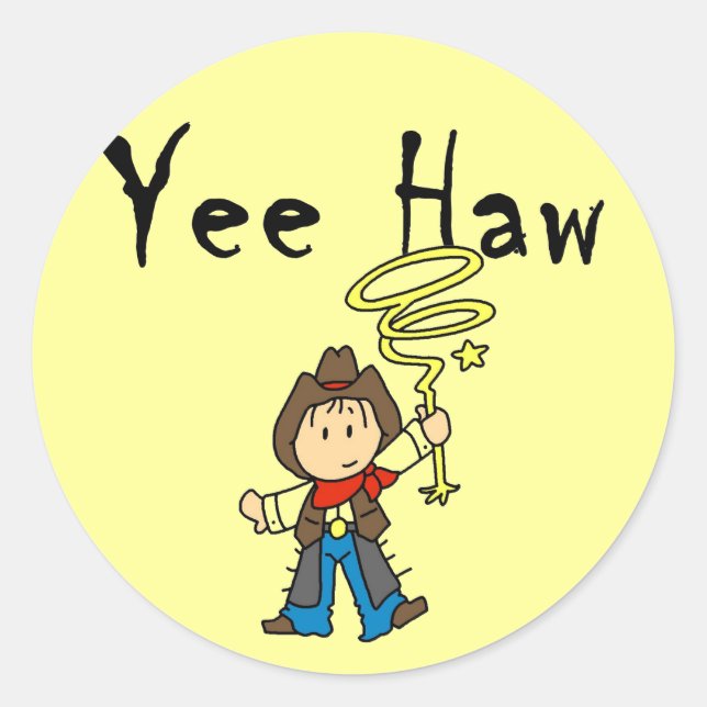 Yee Haw Cowboy Tshirts und Geschenke Runder Aufkleber (Vorderseite)