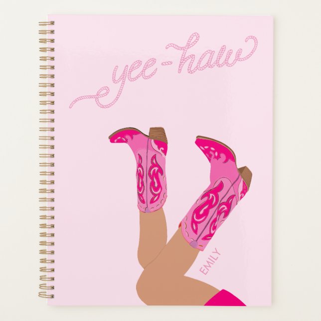 Yee-Haw Cowgirl Stiefel Benutzerdefinierter Name  Planer (Vorderseite)