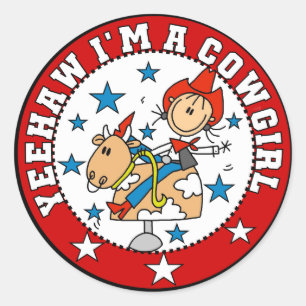Yee Haw Cowgirl Tshirts und Geschenke Runder Aufkleber