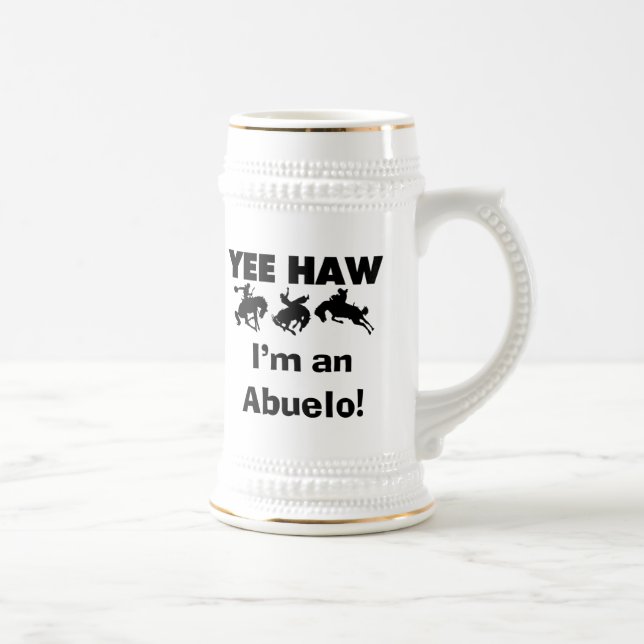 Yee Haw ich bin Abuelo-T - Shirt und Geschenke Bierglas (Rechts)