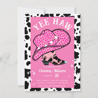 Yee Haw Pink Cowgirl Rodeo 30. Geburtstag Einladung