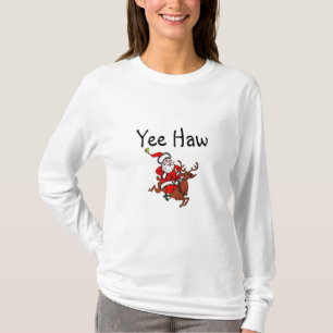 Yee Haw-Weihnachtscowboy Weihnachtsmann T-Shirt