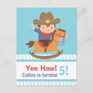 Yee Haw Western Cowboy Kindergeburtstagsfeier Einladung