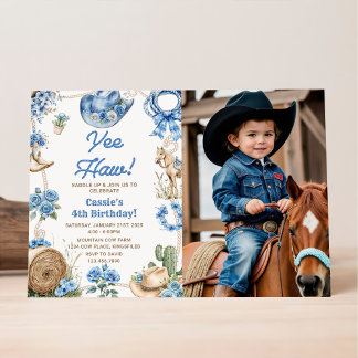 Yee Haw! Western Cowboy Rodeo Geburtstagsfeier Einladung