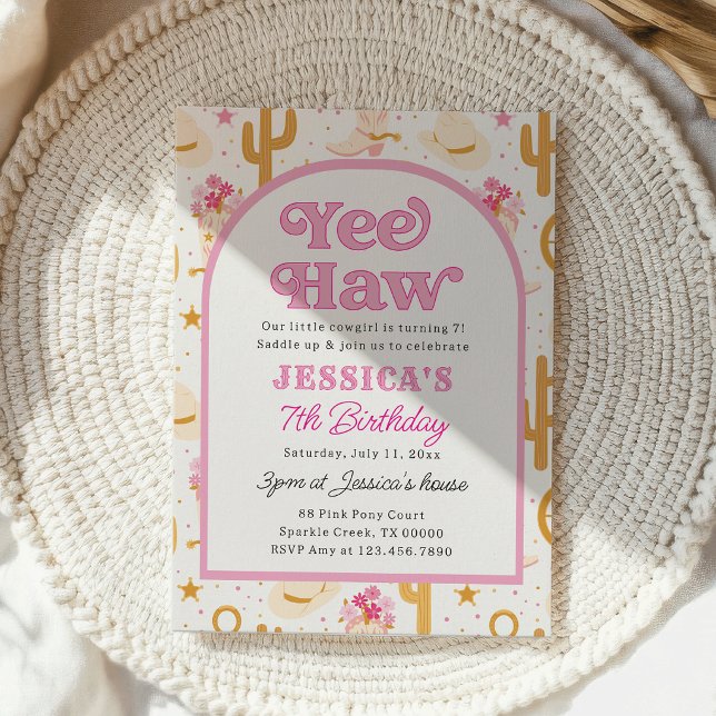 Yee Haw Western Cowgirl Seventh Rodeo 7th Birthday Einladung (Von Creator hochgeladen)