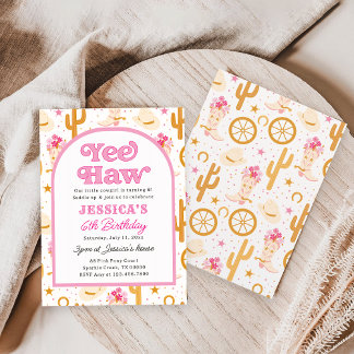 Yee Haw Western Cowgirl Sixth Rodeo 6th Birthday Einladung