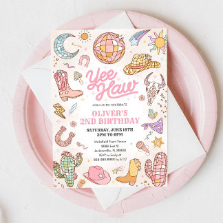 Yee Haw Western Rodeo Cowgirl 2nd Birthday Einladung