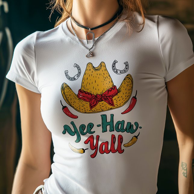 Yee Haw Y'all Cowgirl Hat Design Tri-Blend Shirt (Von Creator hochgeladen)
