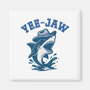 Yee-Kiefer Shark Funny Cowboy Shark Spaß Western C Magnet